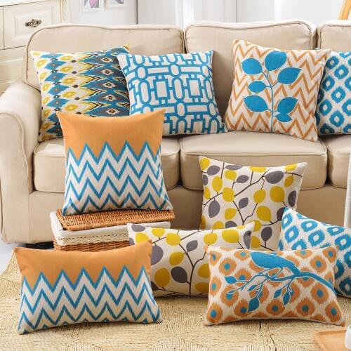 Colorful Geometry Orange Blue Pattern Throw Pillow Case Cover Seat Cushion Cover For Sofa Home Capa De Almofadas 45x45cm