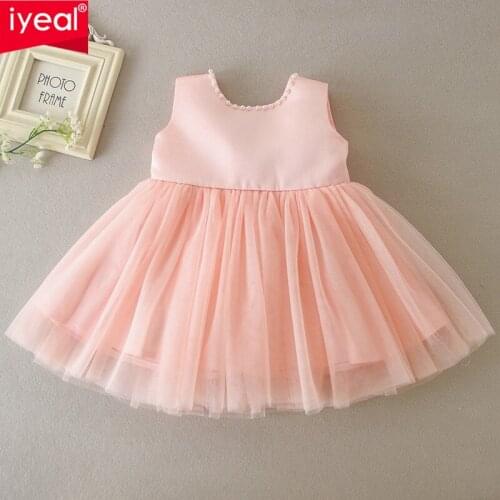 IYEAL Baptism Christening Baby Dress Girl Infant Dresses Party Pink Flower 1st Birthday Dress for Toddler Baby Wedding Party