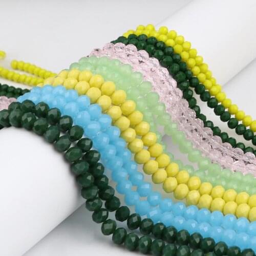DoreenBox Glass Beads Round Multi-faceted Round Glass Beads Handmade Necklace Bracelet 4mm 5 Strands (Approx 138 PCs/Strand)