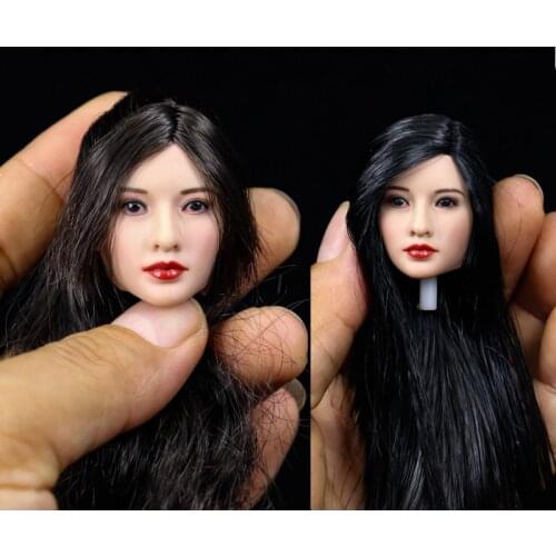 Two Styles 1/6 Europen Women Girl Head Similar To Liyan Black Yellow Hair for 12''Figures Bodies Accessories