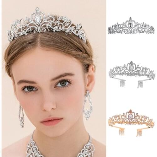 Crystal Crown Tiara with Comb Headband Wedding Party Princess Bridal Bandana Q1QA
