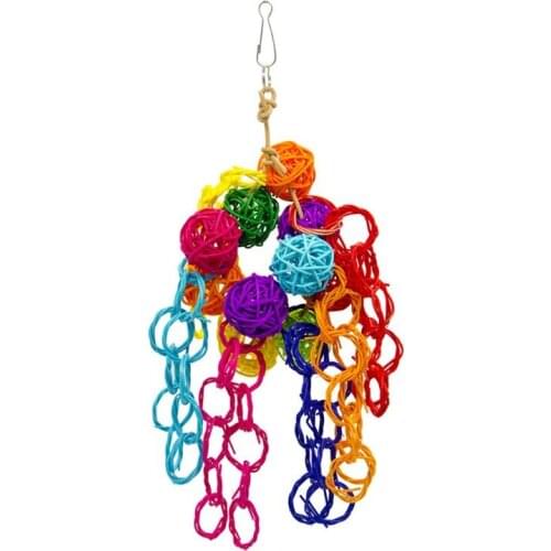Pet Bird Toys Colorful Rattan Balls Strings Parrot Bite Chew Toys Bird Accessories Supplies