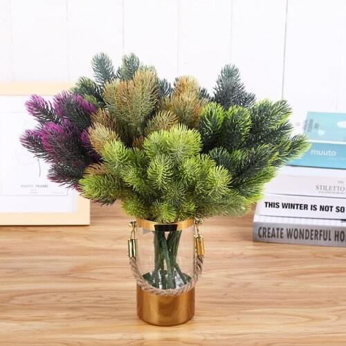 Artificial plastic pine 5 branches Pine Nuts Cones Fake Plants Tree for Christmas Party Decoration Faux Grass Xmas home decor