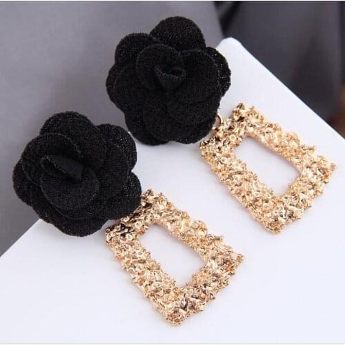 Exquisite Women Long Metal Geometric Flower Exaggerated Dangle Earring Statement Jewelry Gifts