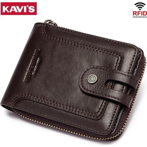 KAVIS 2020 Fashion Genuine Leather Wallet Men Quality Card Holders Walet Coin Purse Small Male Money Bags New Wallets for Boys