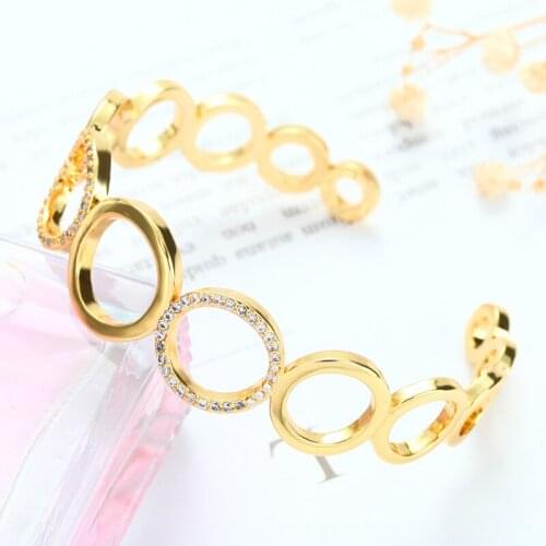 Daihe Classic 18K Gold Circular Stitching Geometric Bracelet Women Adjustable Cubic 5A Zircon Copper Bracelet Bangles Women Gift
