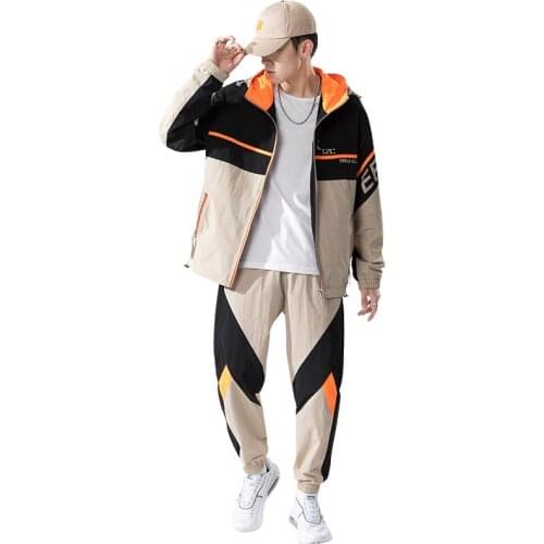Sweatsuit Mens Spring and Autumn Casual Sports Suit 2021 New Color Matching Tracksuit Men Sweatsuit Loose Jogging Pants