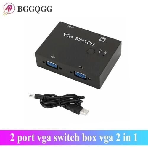HOT 2 In 1 Out Switcher 2 Port VGA Switch Box VGA for Consoles Set-top Boxes 2 Hosts Share 1 Display Notebook Projector Computer