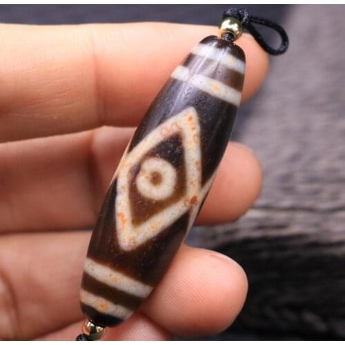 Magic Power Tibetan Old Agate 3 Eye Diamond Eye dZi Bead Pendant Amulet 50MM LZB LKbrother Sauces Top Quality