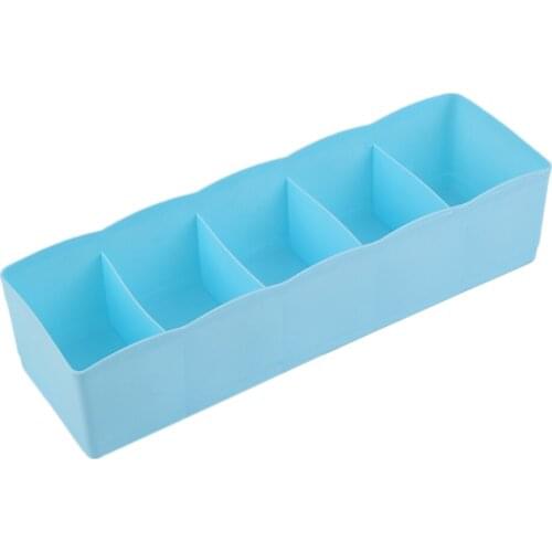 4 Colors Five Grids Multifunction Underwear Socks Tiny Things Storage Box Plastic Finishing Box Drawer Desk Bed Cabinet