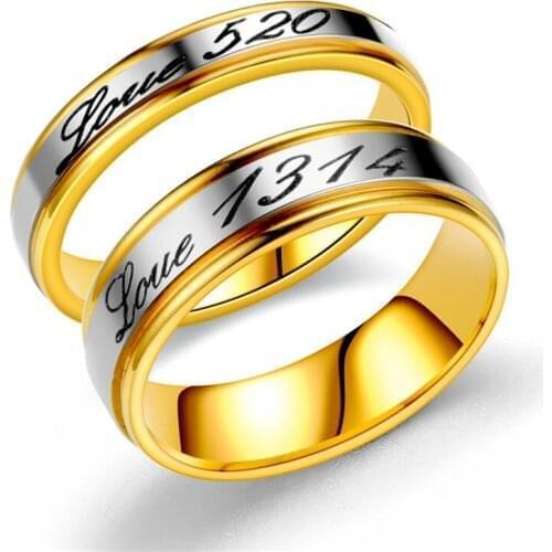 BAECYT Fashion Gold Love 520 1314 Rings Memory Wedding I Love You Lifetime Couple Valentines Day Ring Jewelry Dropshipping