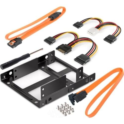 2.5 inch SSD 3.5 inch Internal Hard Disk Drive Mounting Bracket Kit SATA Data Cables and 4Pin Power Cables Included
