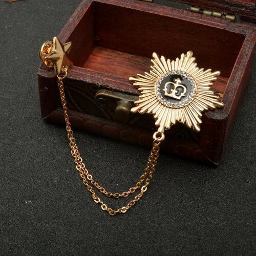Stars Design Womens Mens Neck Double Chain Gold Suit Shirt Collar Brooch Pin