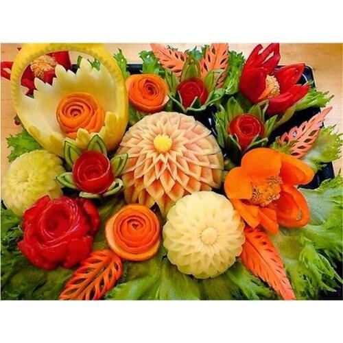 Fruit DIY Cross Stitch 11CT Embroidery Kits Needlework Craft Set Cotton Thread Printed Canvas Home Decoration Wholesale Design