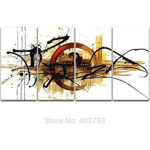 Wall Art the Fifth Planet 4 Panels Modern 100% Hand Painted Abstract Oil Painting On Canvas Home Decoration