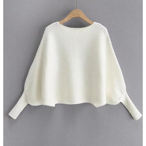 ZA New Autumn Winter Women O Neck Sweaters Pullovers Warm Minimalist Bat Sleeve Knit Shirt Lady Chic Tops XITIMEAO