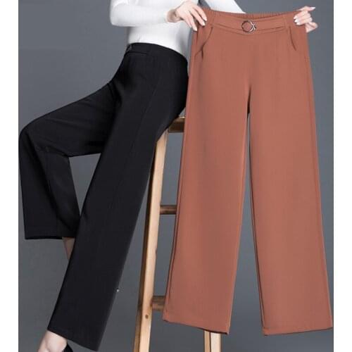 New Spring Autumn Wide-leg Pants Middle-aged Women Pants Loose High-waist Trousers Plus size Casual Womens Pants 5XL 45/85KG