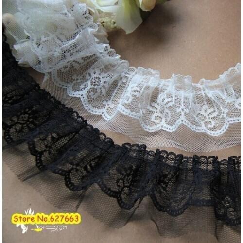 Wholesale Black and White Ruffled Lace Trim Crafts/ DIY Sewing 6CM Wide