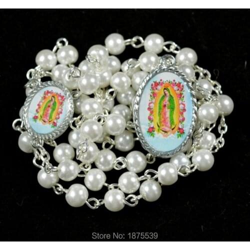 Our Lady of Guadalupe catholic rosary with 6 mm glass imitation bead