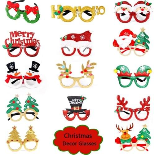 Christmas Glasses Santa Claus Snowman Snowflake Tree Elk Paper Glasses Party Photo Props 2021 Christmas Decor For Home I1105