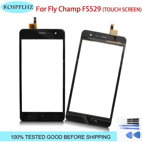 KOSPPLHZ Black Moible Phone Touchscreen Sensor Panel For Fly Champ FS529 FS 529 Touch Screen Digitizer Front Glass Lens Touchpad