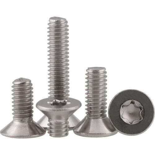 GB2673 304 Stainless Steel Countersunk Six-Lobe Screw Plum Head Anti-theft Screw M2-M4 100Pcs