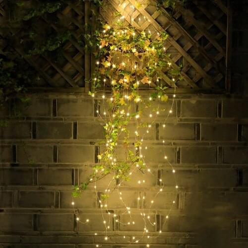 Battery Operated 2M 5 Branch 100leds Vines lights Copper Wire led String Light For Christmas Tree Wedding Festival DIY Decor