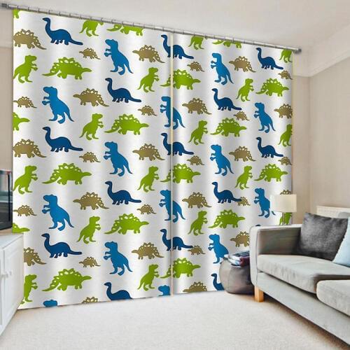 Dinosaur Blackout Curtain for Kids Room Cartoon Animals World Bedroom Curtain Children Colorful Window Curtain for Boys