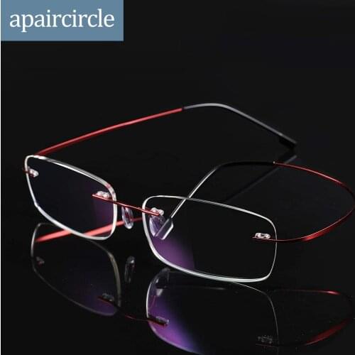 Titanium Rimless Glasses for Women Men Rectangle Eyewear Hingeless Optical Eyeglasses Reader Super Light Myopia Prescription