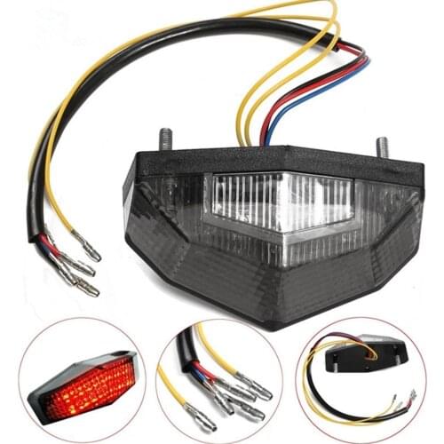 Motorbike Brake Stop Running Tail Integrated Light Universal Rear Tail Light Lamp Gray Shell