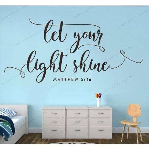 The Sayings Let Your Light Shine Vinyl Wall Decal Quote Bible Verse Wall Sticker Home Decor Art Wallpaper Poster HD149