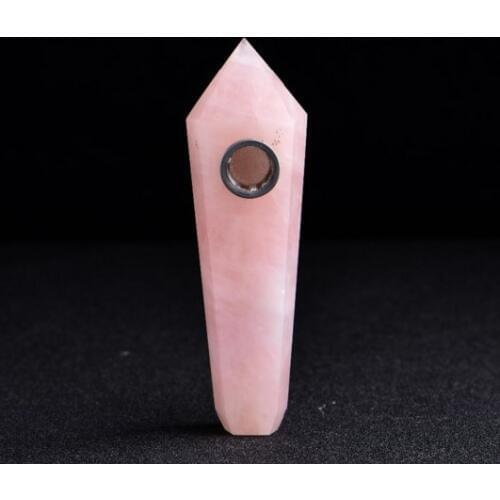 1 Natural Pink Rose Quartz Crystal Smoking Pipes Cigarette Pipe
