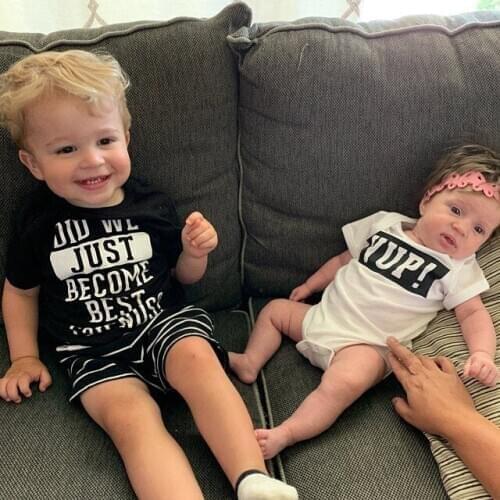 1pc Did We Just Become Best Friends Yup Duo Brothers and Sisters Matching Sibling Shirts Baby Family Look Matching Funny Clothes