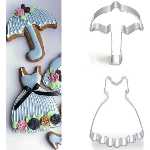 1pcs patisserie ropa reposteria Dress Umbrella Mold Metal Cookie Cutter Craft Fondant Cake Decor Tools Biscuit Pastry Shop Mould