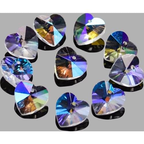 14mm AB Glass Crystal Love Heart Beads Pendant Sun Catcher Charms DIY Jewelry Making Necklaces Earring Chandelier Hanging Dangle