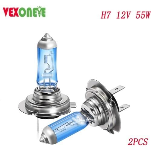 2pcs H7 12v 55w Auto Lighting System bulbs power super white car light super sportcar head light
