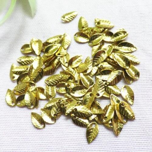 20Pcs Wholesale Gold Colour 4x7MM Leaf Charm Pendants DIY Brass Floating Charms for Jewelry Making Accessories Lead Nickel Free