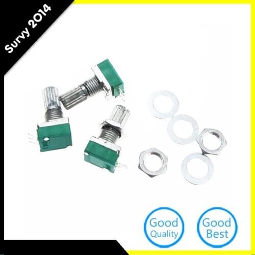 3pcs 6mm B10K 3Pin Single Linear Rotary Potentiometer 6mm Knurled Shaft Potentiometers 10K Ohm With Nuts And Washers
