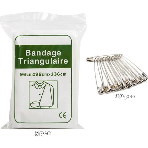 5pcs Triangular Bandages Safety Pins Non-woven Bandage For Arm Sling First Aid Kits Supplies Outdoor Emergency Wound Treatment