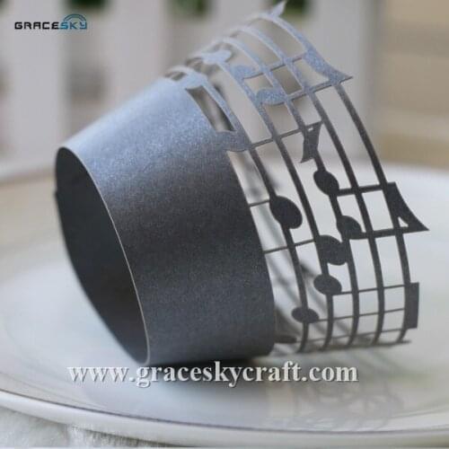 50pcs free shipping Laser Cut pearly Musical Note Wedding Cupcakes Wrappers Baking Cakes Wrappers Birthday Party Cake decoration