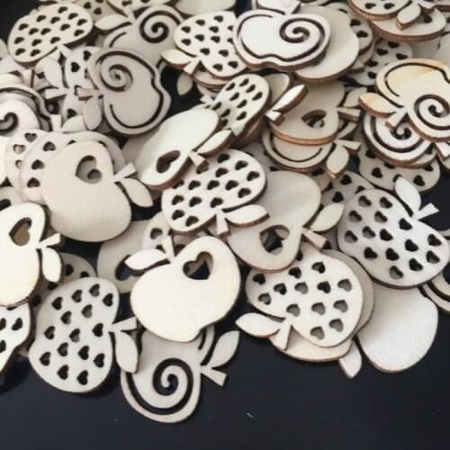 50pcs Unfinished Wooden Crafts for Kids Wood Ornaments Shapes for Home Decor Blanks Embellishments Sets Natural Wood Cutout
