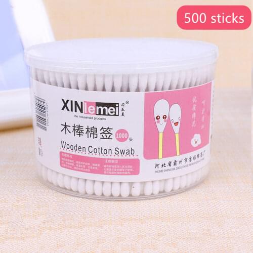 500 double-head boxed cotton swabs, disposable makeup remover, make-up, ears, bamboo sticks, clean sanitary cotton swabs