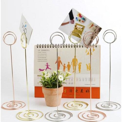6Pcs Round Wire Memo Clip DIY Cards Note Picture Photo Holder Clips 22cm Gold / Rose Gold Simple Design