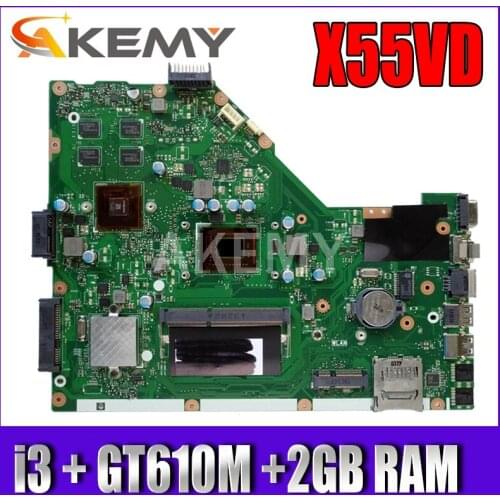 AKemy X55VD For ASUS X55VD X55V X55C X55VDR Laptop motherboard I3-2350M CU REV.3.1 with graphic card Mainboard test good 2GB