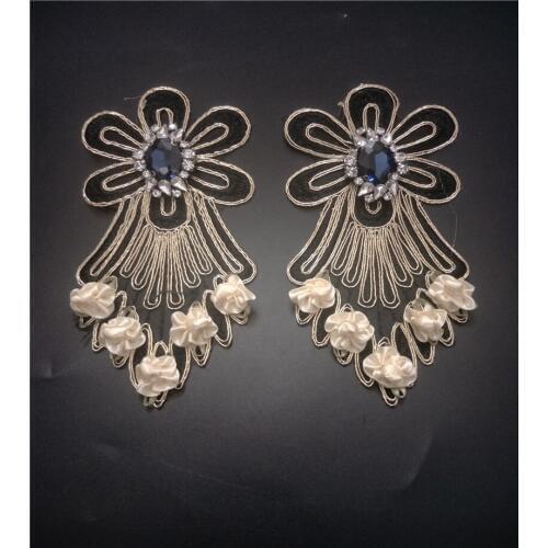 Diamond beaded 3d sequins beaded patches for clothes stickers clothes sew on parches bordados para ropa toppe per vestiti