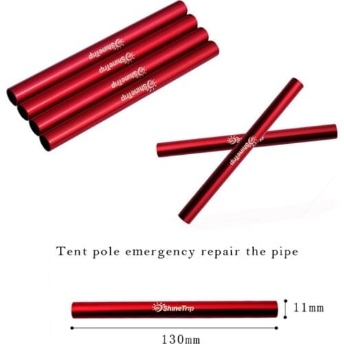 4 Pcs/Pack Aluminum Tent Pole Repair Tube Single Rod Adjustment Pipe Emergency Camping Awning Accessories
