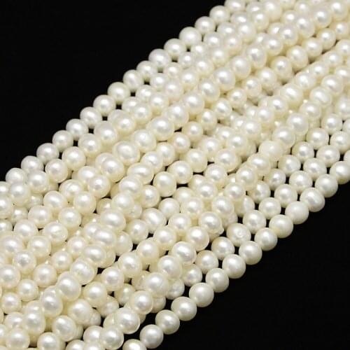 Grade AAA 7~8mm Natural Freshwater Round Pearl Beads for Women Making Necklace Bracelet Jewelry Accessories about 59pcs/strand