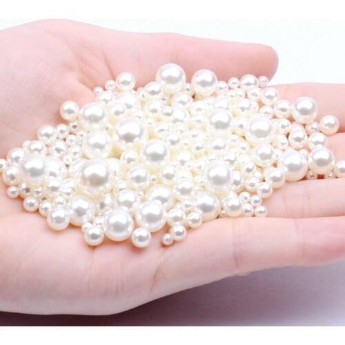 Ivory Color 1.5-18mm Small Bag No Hole Beads For Craft Art Round Imitation Pearls Many Sizes DIY Jewelry Making Decorations