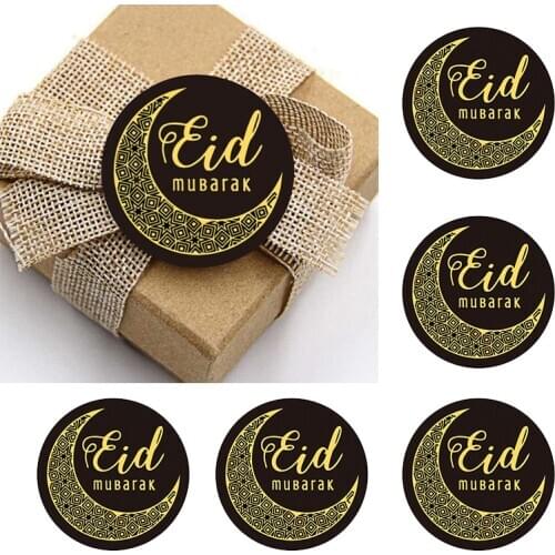 CYUAN 60pcs Ramadan EID Mubarak Decoration Paper Sticker Gift Lable Seal Sticker Islamic Muslim Decoration Eid Al Adha Supplies