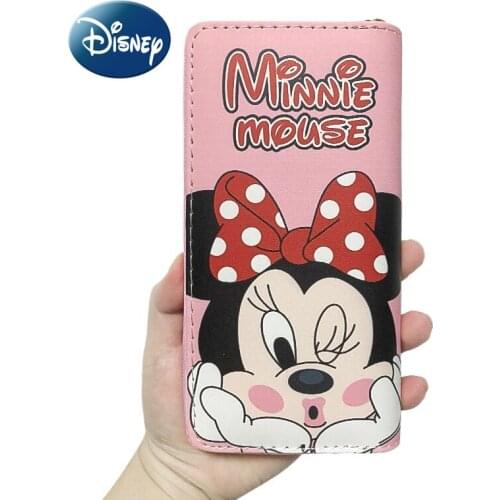 Disney New Cartoon Mickey Long Luxury Ladies Wallet High Quality Large Capacity Mobile Phone Bag PU Zipper Ladies Coin Purse